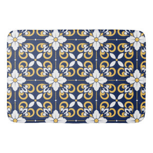 Blaue goldene geometrische dekorative marokkanisch badematte