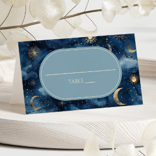 Blaue Goldene Himmels-Hochzeit Eleganter Sternenhi Platzkarte