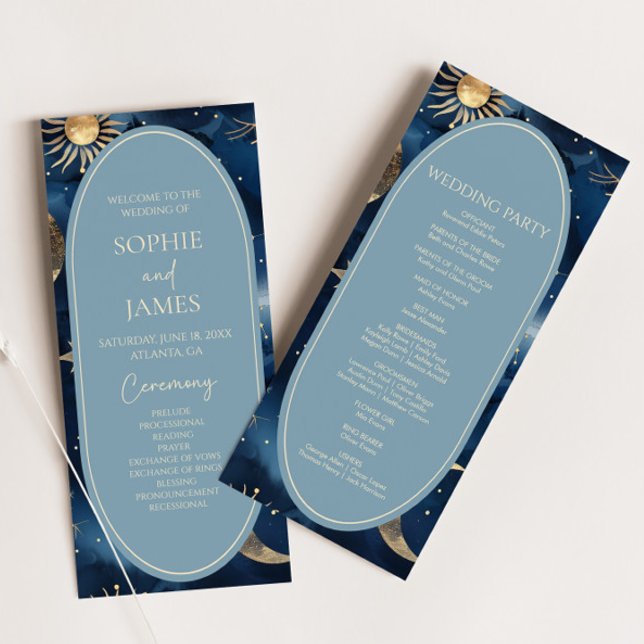 Blaue Goldene Himmels-Hochzeit Eleganter Sternenhi Programm (Von Creator hochgeladen)