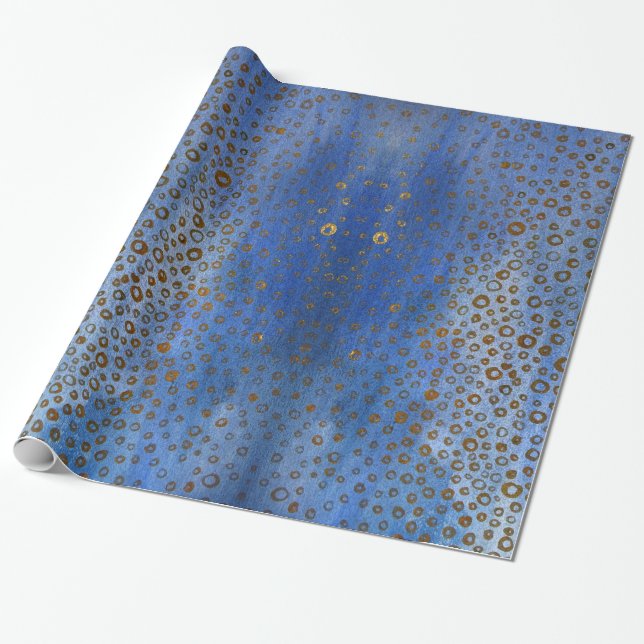 Blaue goldene Kreise - Wrapping Paper Geschenkpapier (Ungerollt)