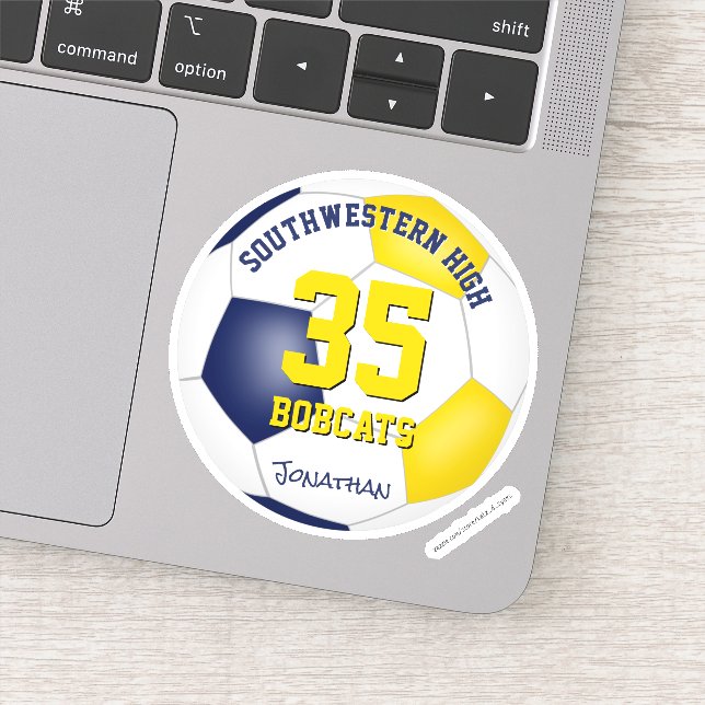 Blaue goldene Mannschaft färbt Jungs Fußball Aufkleber (Detail)