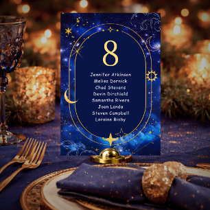 Blaue goldene Mond mystische himmlische Hochzeitsb Tischnummer