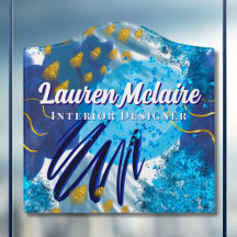 Blaue & Goldene Monogramm-Acryltürschild