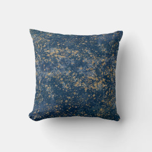 Blaue & Goldene Sprenkel-Glamour Moderne Kissen