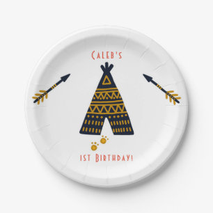 Blaue & Goldene Tipi Boho Geburtstagsfeier für jed Pappteller