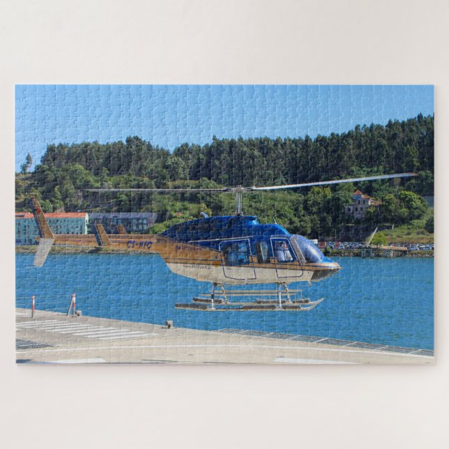 Blaue, goldene und weiße Hubschrauber, Portugal Puzzle (Horizontal)