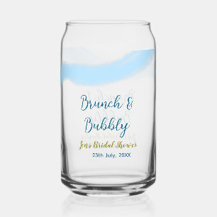 Blaue goldene Wasserfarbenblase und Brunch Bridsh Dosenglas