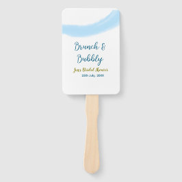 Blaue goldene Wasserfarbenblase und Brunch Bridsh Fächer