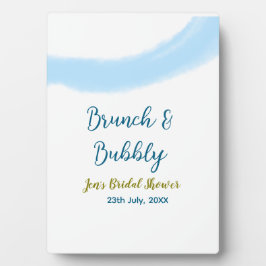 Blaue goldene Wasserfarbenblase und Brunch Bridsh Fotoplatte