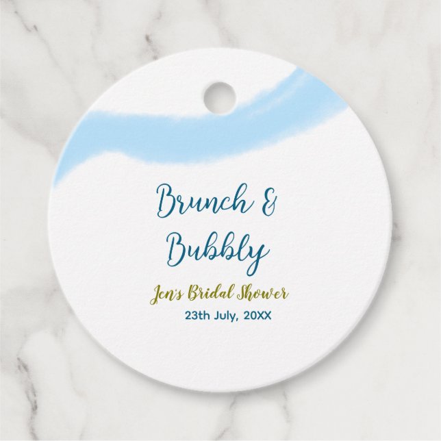 Blaue goldene Wasserfarbenblase und Brunch Bridsh Geschenkanhänger (Vorderseite)