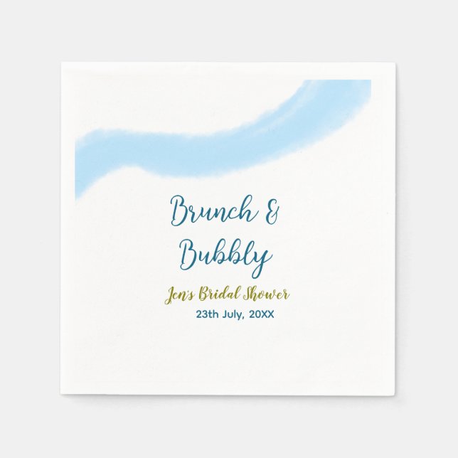 Blaue goldene Wasserfarbenblase und Brunch Bridsh Serviette (Vorderseite)