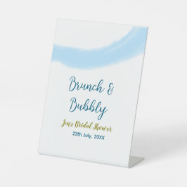 Blaue goldene Wasserfarbenblase und Brunch Bridsh Sockelschild