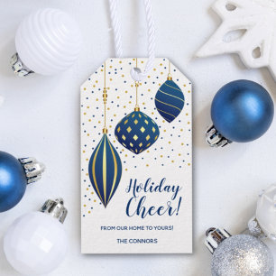 Blaue Goldene Weihnachtsbaumanhänger und Punkte Fe Geschenkanhänger