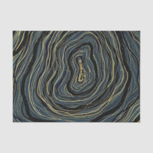 Blaue Goldene Wirbel Glamour Kunst Geburtstagsfeie Seidenpapier