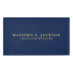 Blaue Goldfarben Professionell Moderne Schlichte Namenschild