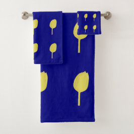 Blaue goldgelbe goldgelbe Blütenmuster Badhandtuch Set