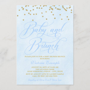 Blaue Goldjungen-Babyparty-Brunch-Einladungen Einladung