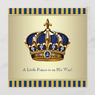 Blaue Goldkrone Kleiner Prinz Baby Shower Einladung