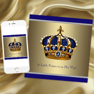 Blaue Goldkrone Kleiner Prinz Junge Baby Shower Einladung