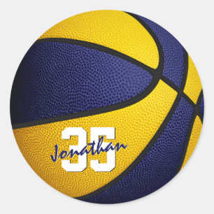 Blaue Goldmannschaft - Jungs-Basketball Runder Aufkleber