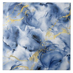 Blaue Goldmarmor-Abstraktion Fliese