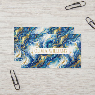Blaue Goldmarmor-Luxus-Wasserfarbe-Fluid-Muster Visitenkarte