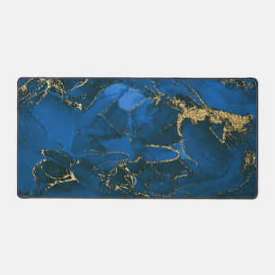 Blaue Goldmarmorkugel Schreibtischunterlage