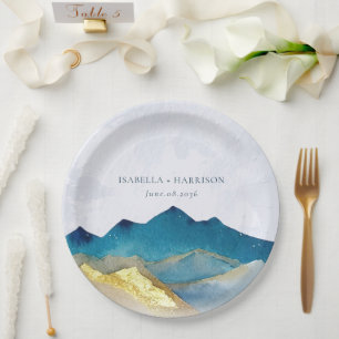 Blaue Goldmedaille Hochzeit im Freien Pappteller