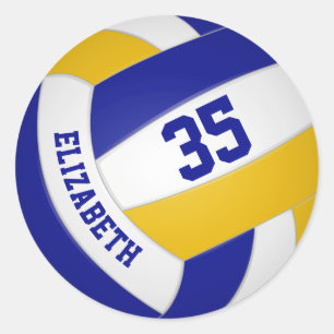 Blaue Goldmedaille - Jungs-Volleyball Runder Aufkleber
