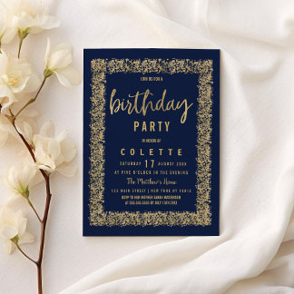 Blaue Goldmedaille Konfetti Geburtstagsparty Einladung