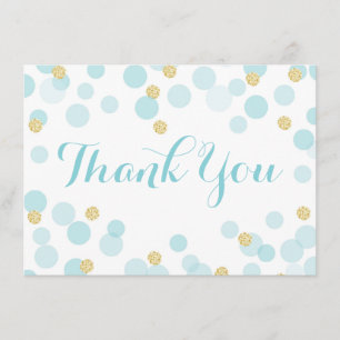 Blaue Goldpunkt-Babyparty danken Ihnen Dankeskarte
