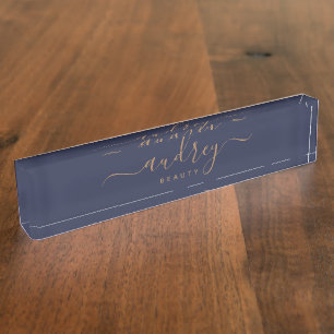 Blaue Goldsignatur der Marine Mit Monogramm Namensplakette