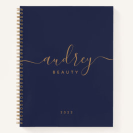 Blaue Goldsignatur der Marine mit Monogramm Notizbuch