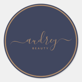 Blaue Goldsignatur der Marine Runder Aufkleber