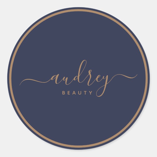 Blaue Goldsignatur der Marine Runder Aufkleber (Vorderseite)