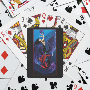 Blaue gotische Drachen Meerjungfrau Fantasy Lila Spielkarten