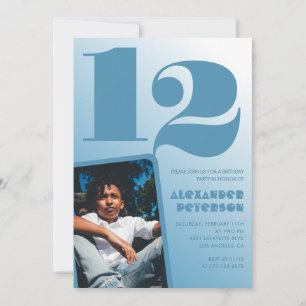 Blaue Gradient-Einladungen zum 12. Geburtstag Jung Einladung