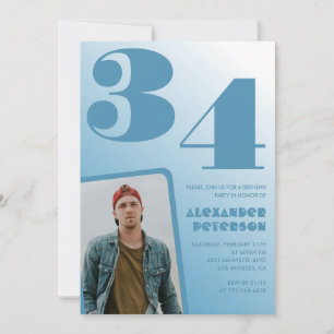 Blaue Gradient-Einladungen zum 34. Geburtstag Männ Einladung
