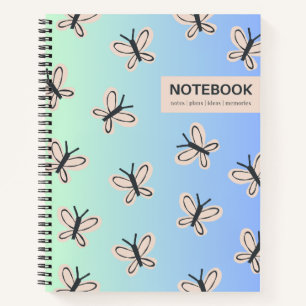 Blaue Gradienten Schmetterlinge Design Notebook Notizbuch