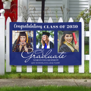 Blaue Gratulation Absolvent 3 Foto Abschlussfeier Banner