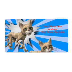 Blaue Graue Etiketten Katze