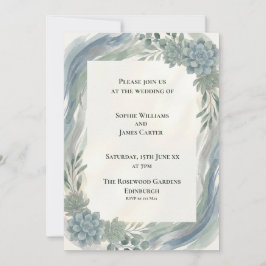 Blaue Graue Eukalyptus-Hochzeitseinladung Einladung