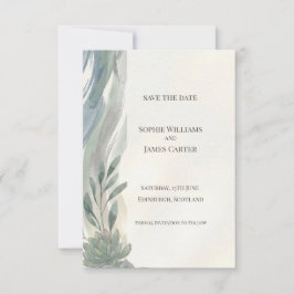 Blaue Graue Eukalyptus-Hochzeitseinladungskarte Save The Date