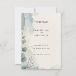Blaue Graue Eukalyptus-Save-The-Date-Karte Save The Date