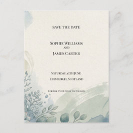 Blaue Graue Eukalyptus-Save-The-Date-Postkarte Postkarte