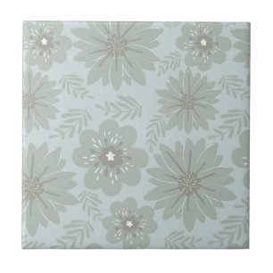 Blaue Graue Florale Retro-Botanische Rückwandverfl Fliese