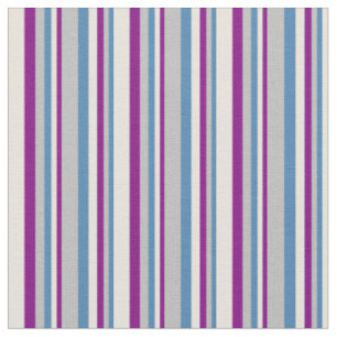 Blaue, graue, Lila und beige Streifen Stoff