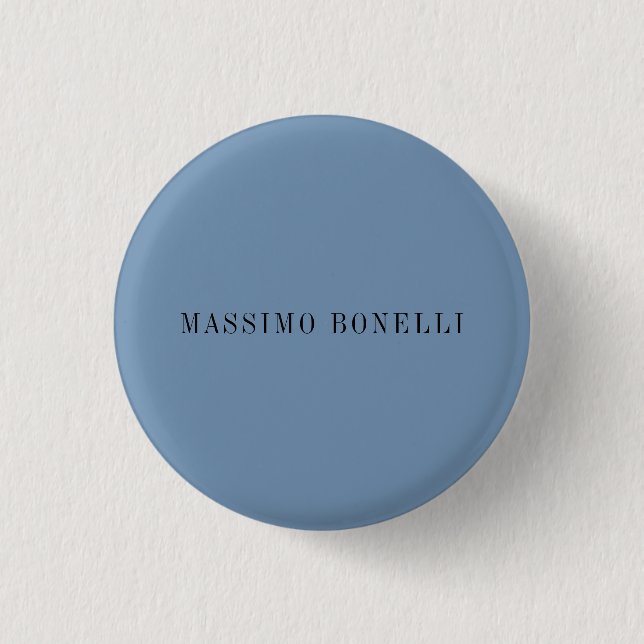 Blaue Graue Minimalistische Einfache Lesbare Moder Button (Vorderseite)