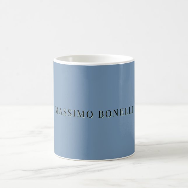 Blaue Graue Minimalistische Einfache Lesbare Moder Kaffeetasse (Mittel)