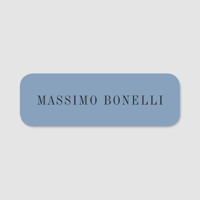 Blaue Graue Minimalistische Einfache Lesbare Moder Namensschild (Vorderseite)